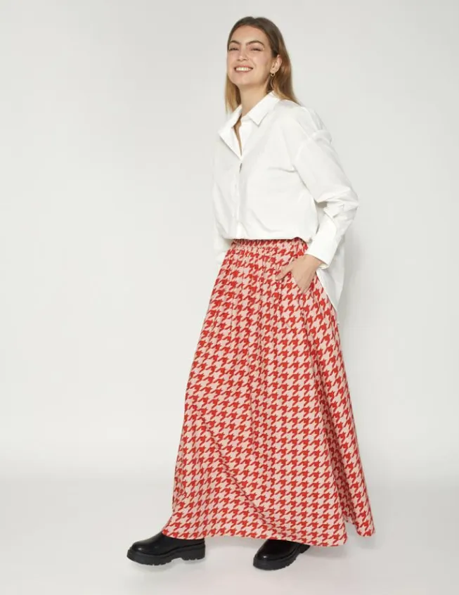 © Tate skirt ruby houndstooth