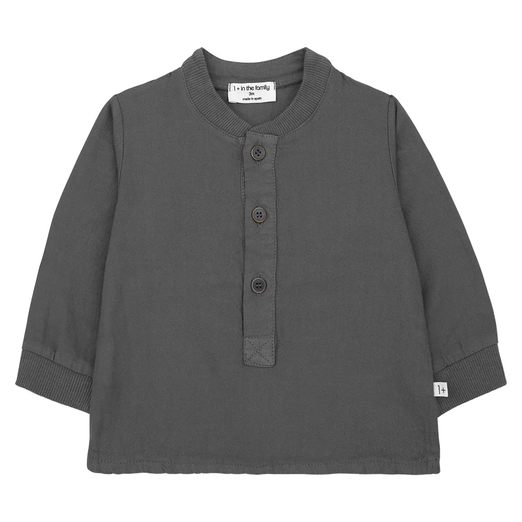 1 In The Family Baby And Child Mirt Henley T-shirt Grey