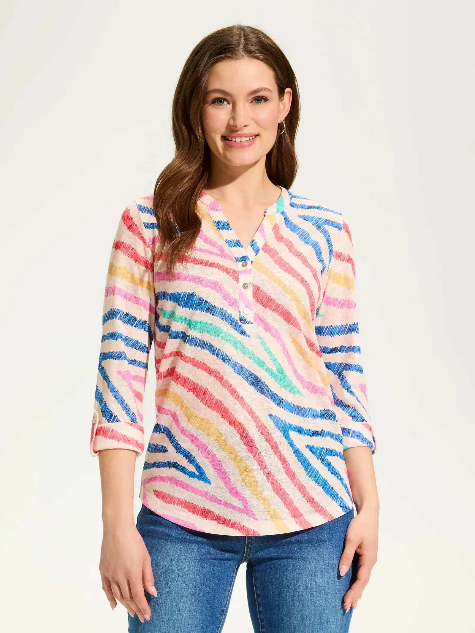 3/4 Sleeve Henley Top Trialblazer by FDJ