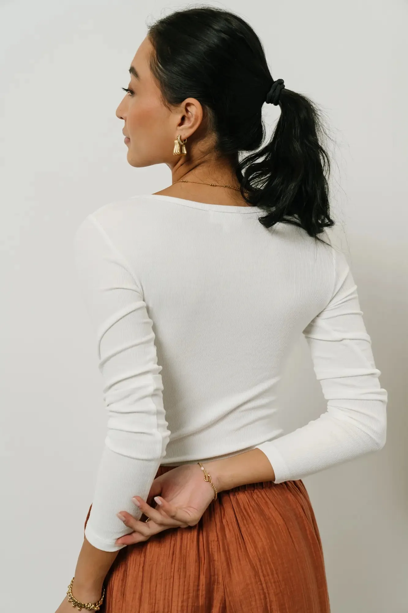Amy Square Neck Bodysuit in White