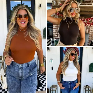 Baylee Mock Neck Bodysuit in Three Colors