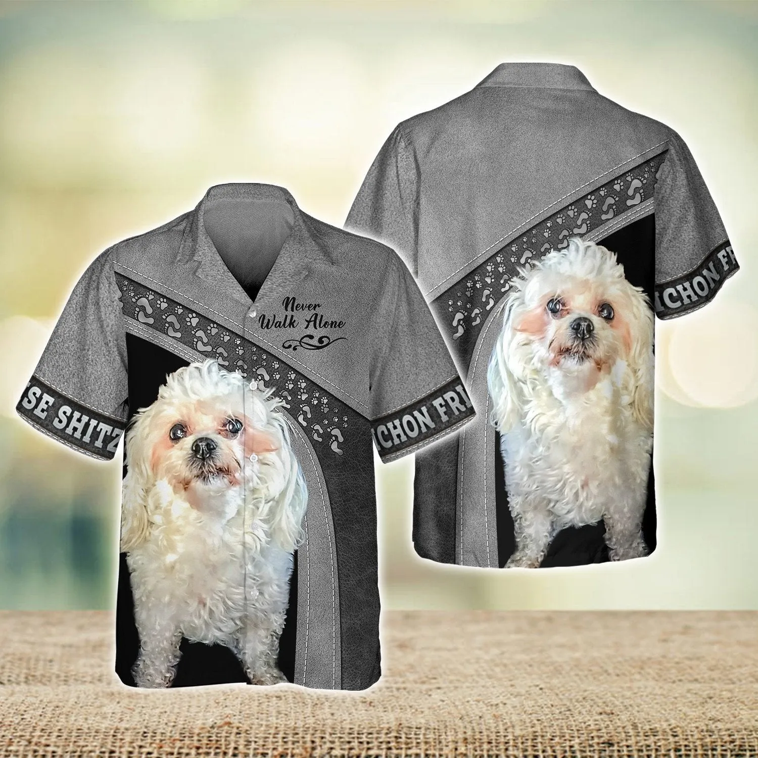 Bichon Frise Shihtzu Love Never Walk Alone 3D Full Print Shirts, Dog Memorial Gifts for loss of Dog