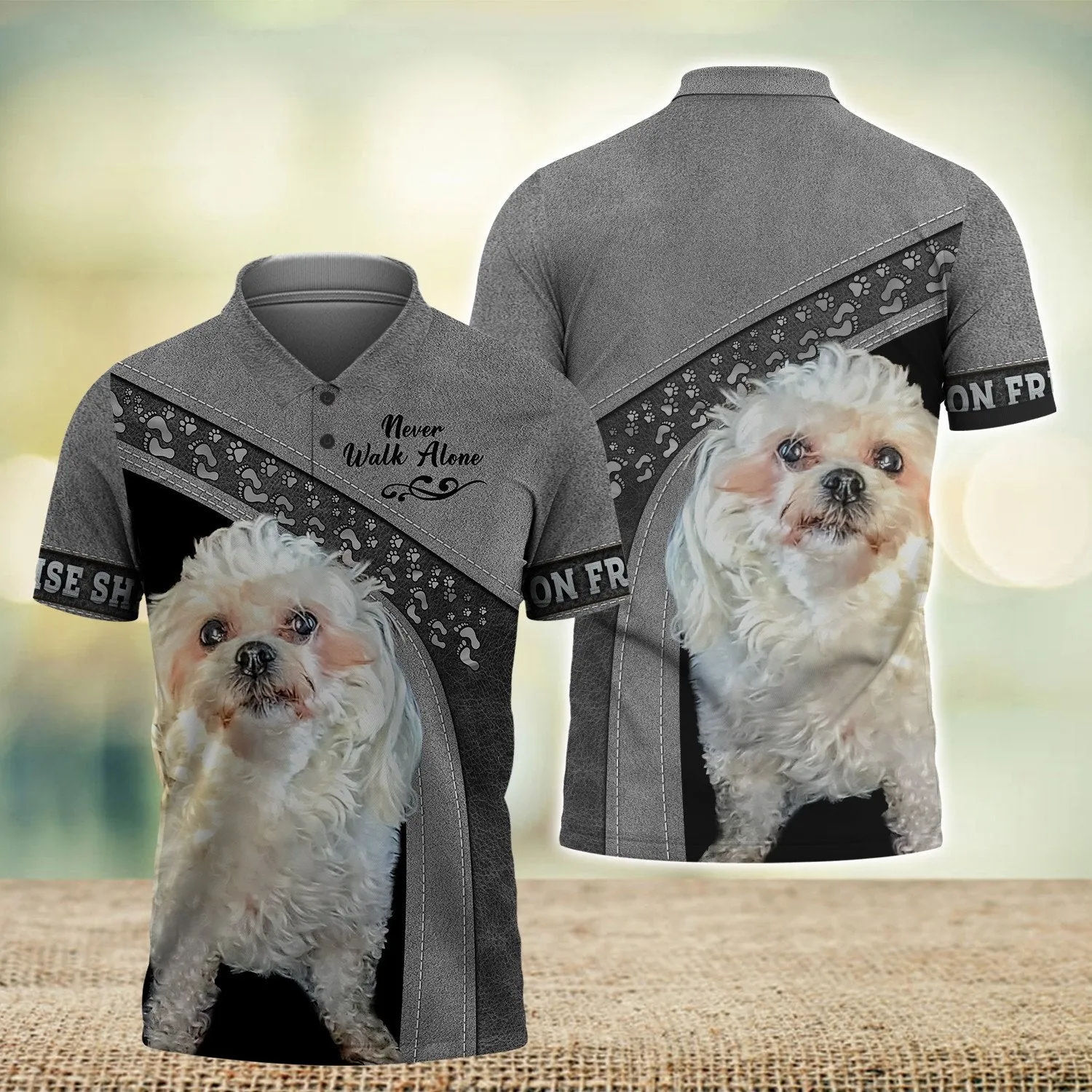 Bichon Frise Shihtzu Love Never Walk Alone 3D Full Print Shirts, Dog Memorial Gifts for loss of Dog