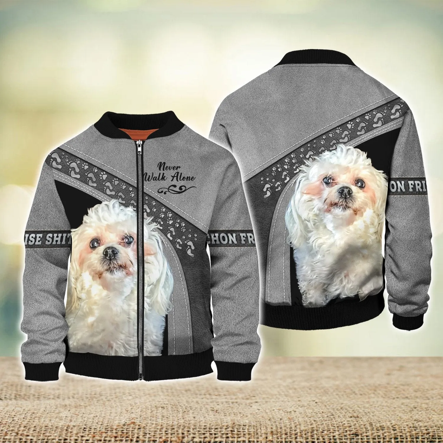 Bichon Frise Shihtzu Love Never Walk Alone 3D Full Print Shirts, Dog Memorial Gifts for loss of Dog