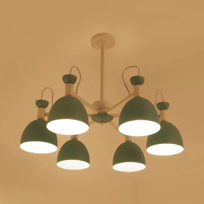 Blue and White Inverted Goblet Dinette Chandelier â€“ Macaron Ceiling Lamp with 3/6 Heads