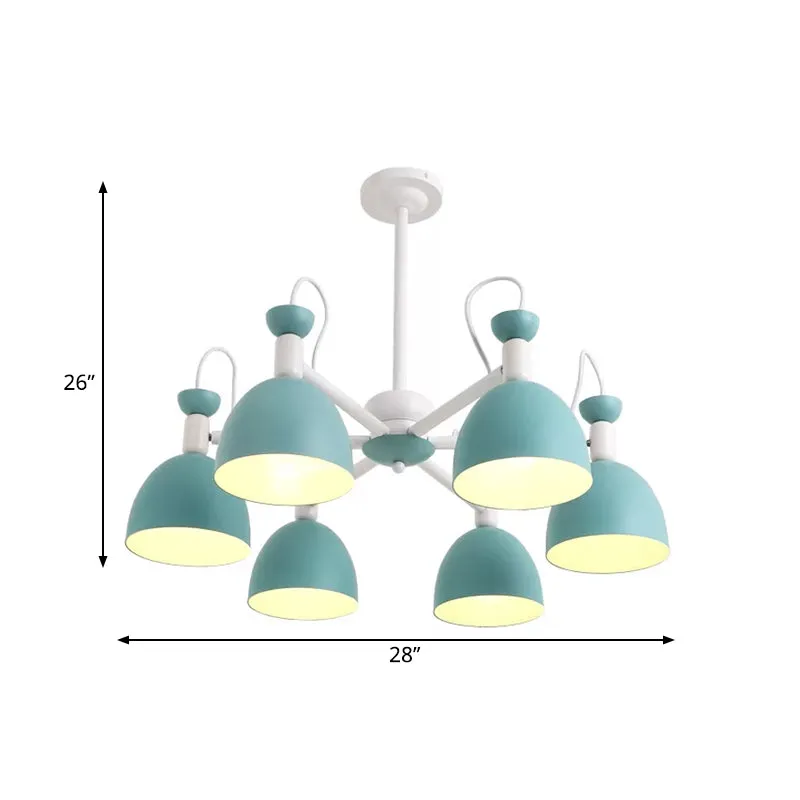 Blue and White Inverted Goblet Dinette Chandelier â€“ Macaron Ceiling Lamp with 3/6 Heads