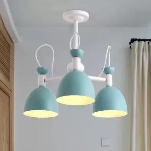 Blue and White Inverted Goblet Dinette Chandelier â€“ Macaron Ceiling Lamp with 3/6 Heads