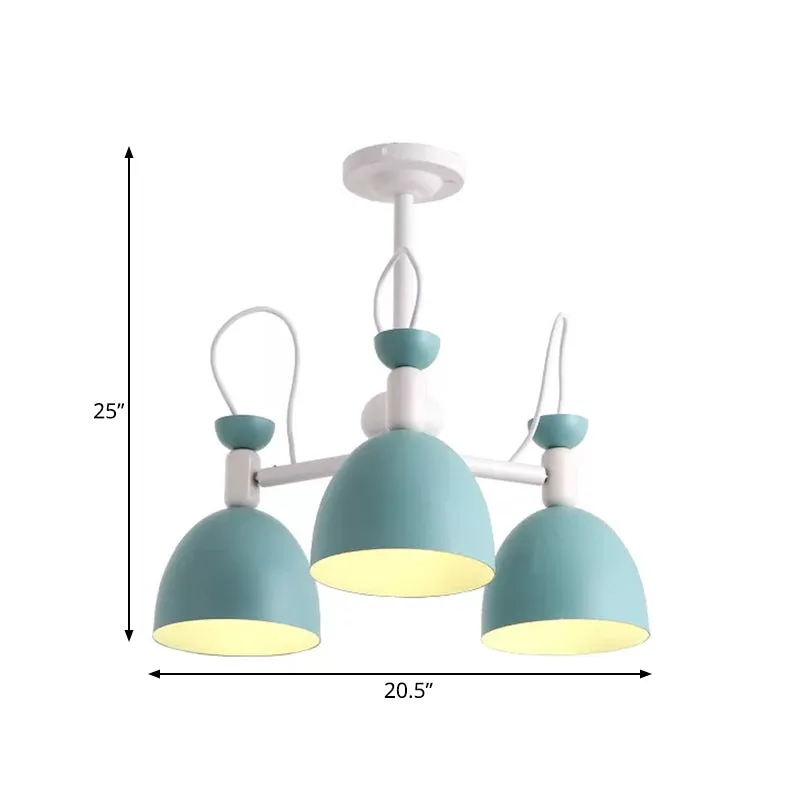 Blue and White Inverted Goblet Dinette Chandelier â€“ Macaron Ceiling Lamp with 3/6 Heads
