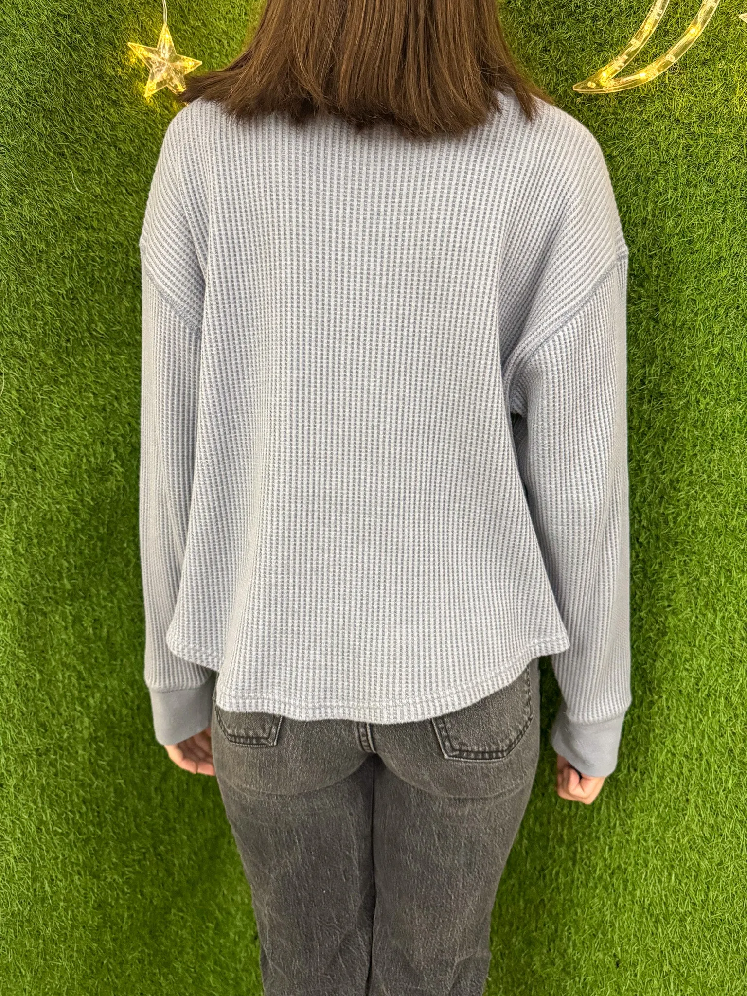 Blue Mushroom Dino Thermal Long Sleeve M