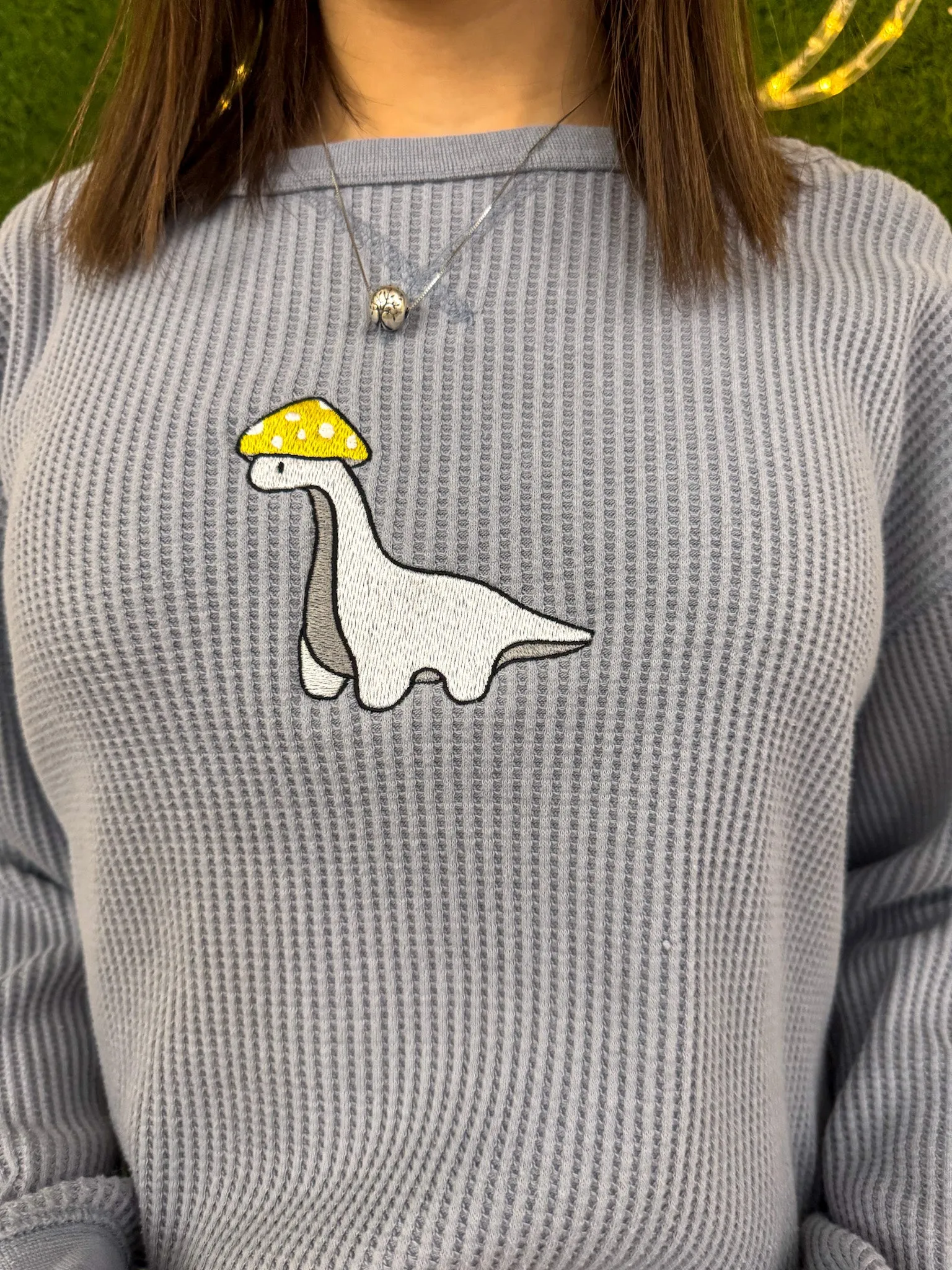 Blue Mushroom Dino Thermal Long Sleeve M
