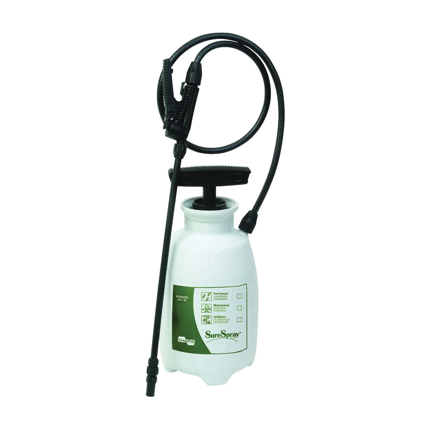 CHAPIN Lawn & Garden Series 10000 Compression Sprayer, 0.5 gal Tank, Poly Tank, 34 in L Hose, White