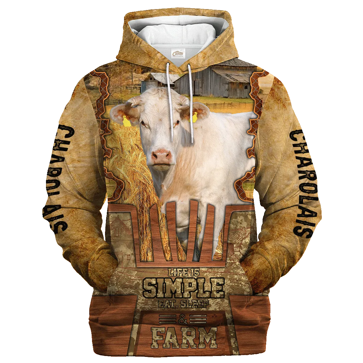 Charolais Life Is Simple A Farm Hoodie, Birthday Present To Farm Lover