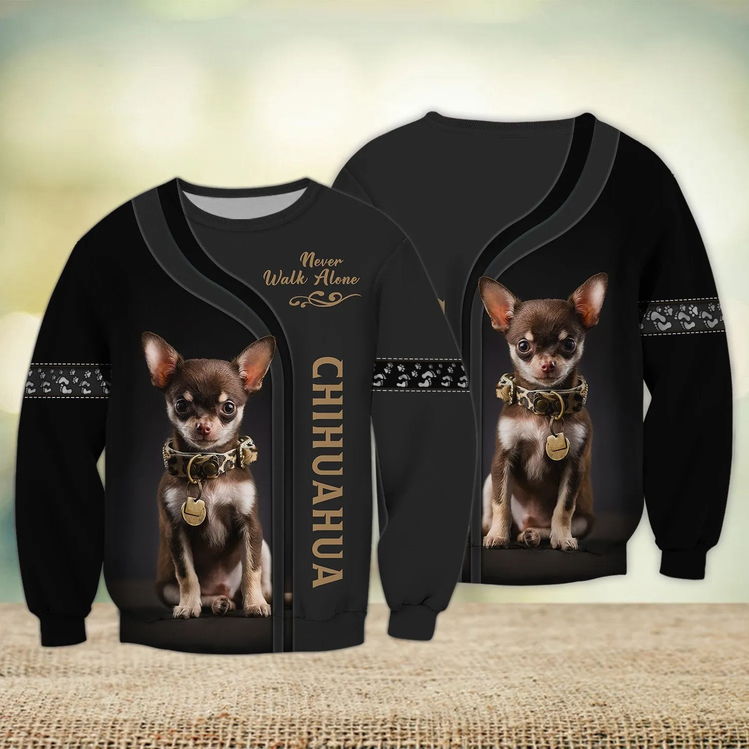 Chihuahua Love Never Walk Alone 3D Full Print Shirts, Shirt For Dog Lovers, Dog Memorial Gifts for loss of Dog