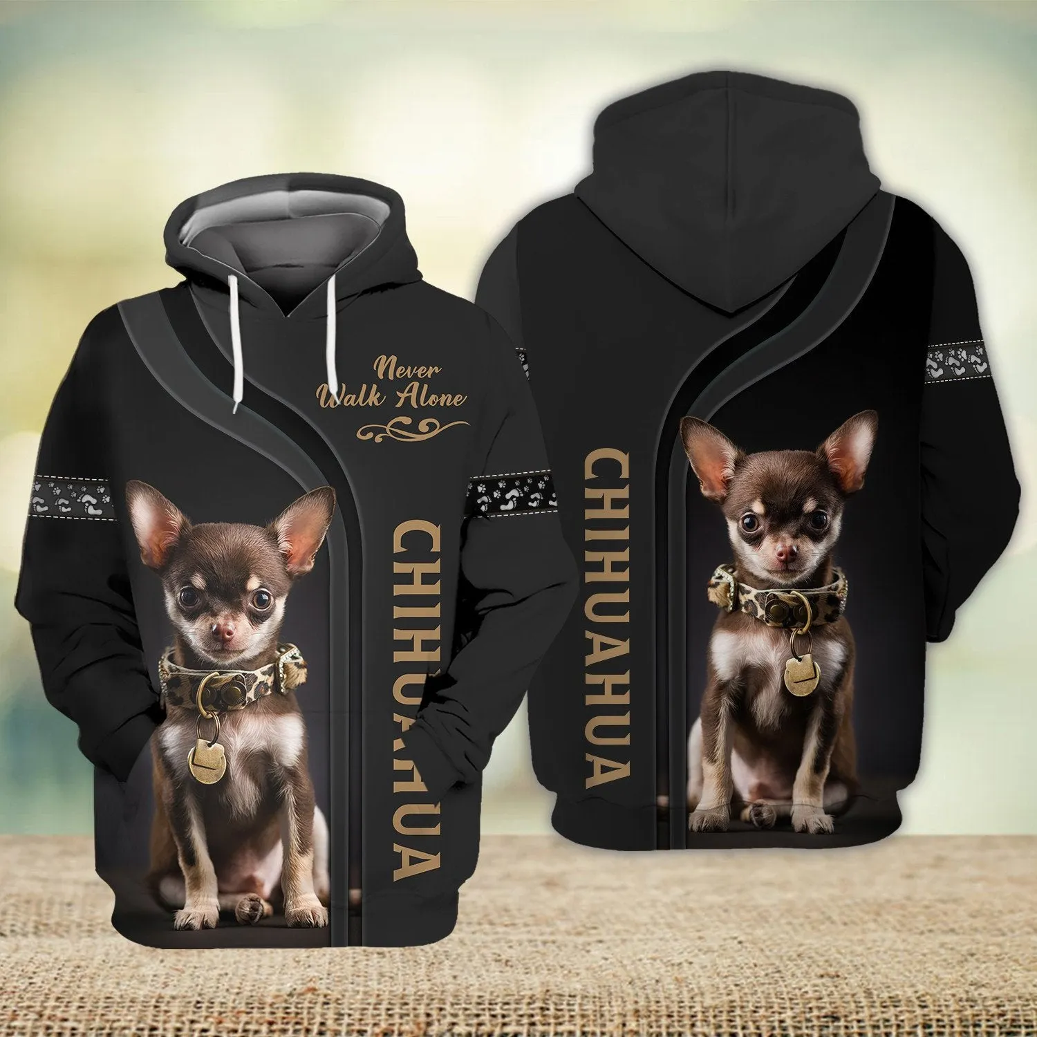 Chihuahua Love Never Walk Alone 3D Full Print Shirts, Shirt For Dog Lovers, Dog Memorial Gifts for loss of Dog
