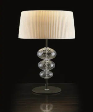 Clear Murano Glass Table Light With Ivory Silk Organza Shade
