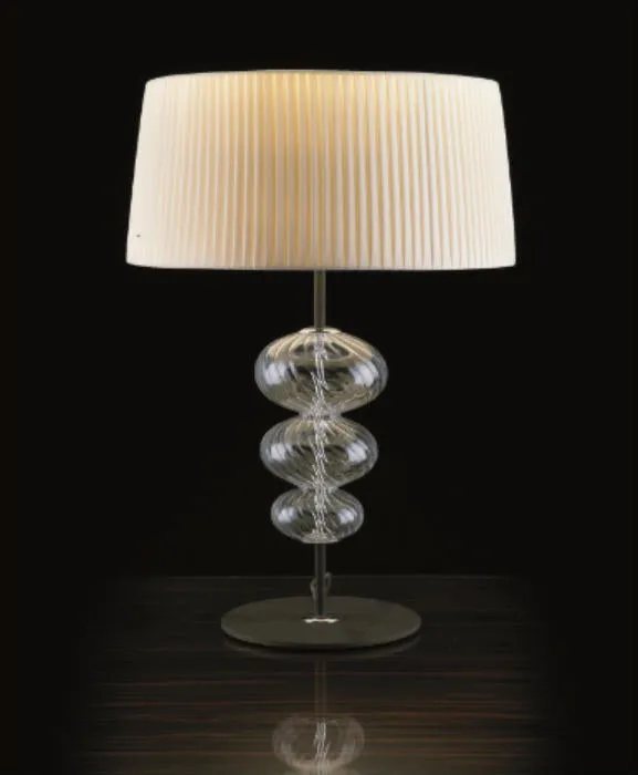 Clear Murano Glass Table Light With Ivory Silk Organza Shade