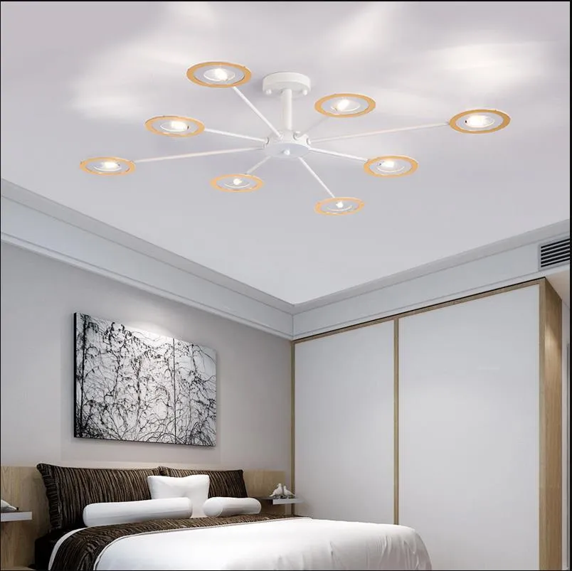 Contemporary Iron Sputnik Chandelier: 6/8-Head Hanging Lamp for Bedroom in Black/White/Black-Gold