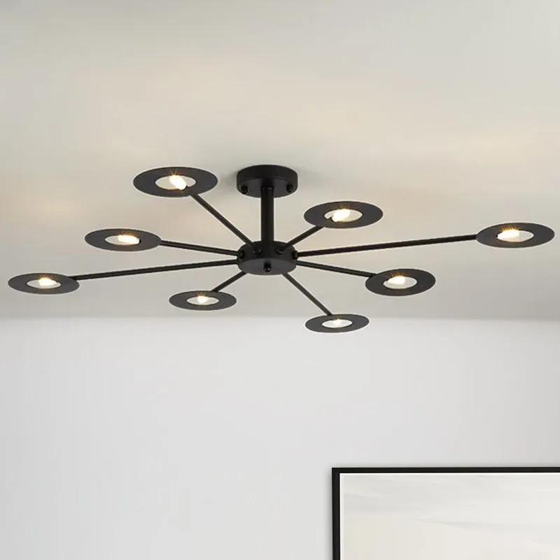 Contemporary Iron Sputnik Chandelier: 6/8-Head Hanging Lamp for Bedroom in Black/White/Black-Gold