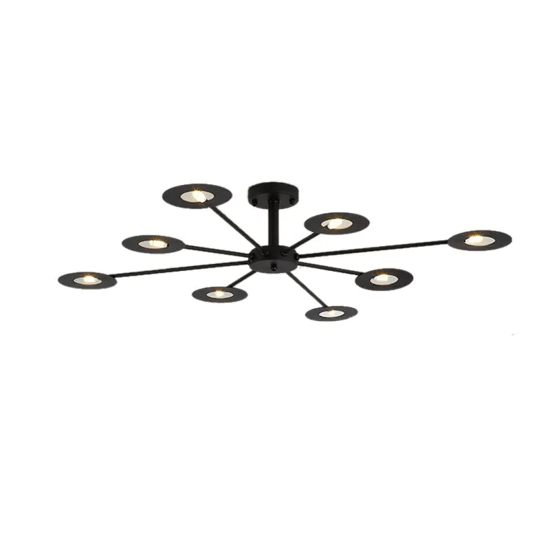 Contemporary Iron Sputnik Chandelier: 6/8-Head Hanging Lamp for Bedroom in Black/White/Black-Gold