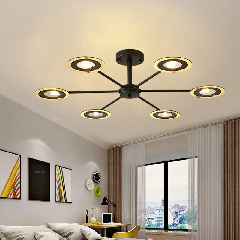 Contemporary Iron Sputnik Chandelier: 6/8-Head Hanging Lamp for Bedroom in Black/White/Black-Gold
