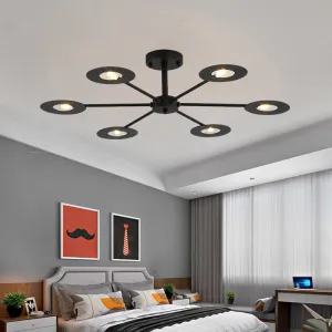 Contemporary Iron Sputnik Chandelier: 6/8-Head Hanging Lamp for Bedroom in Black/White/Black-Gold