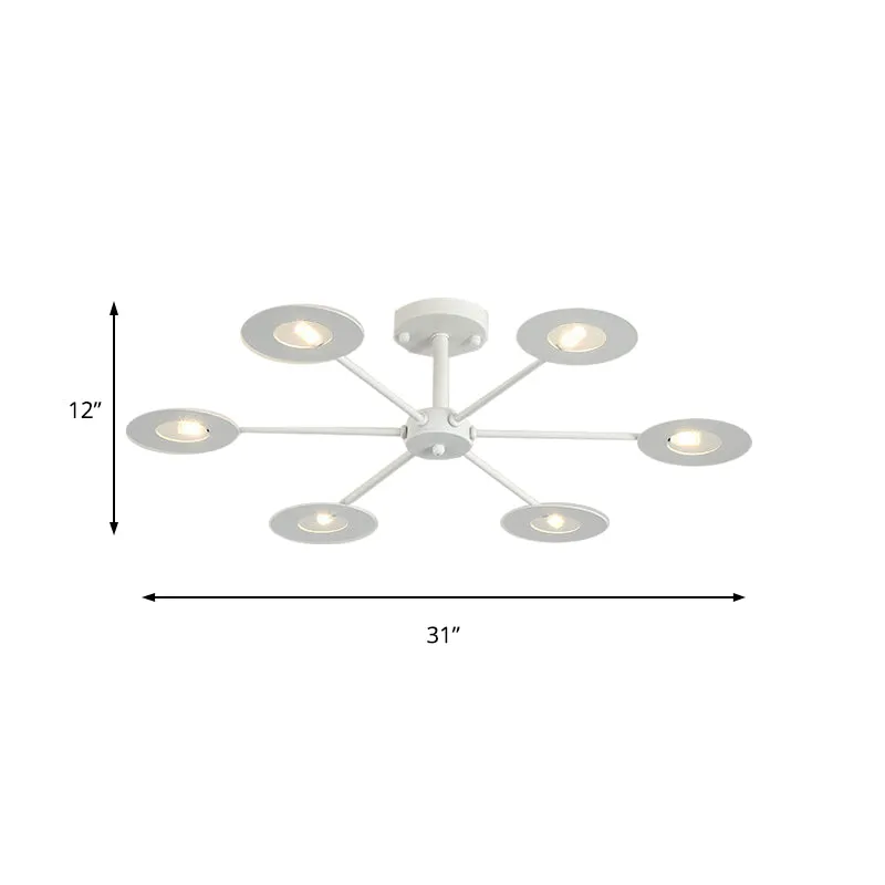 Contemporary Iron Sputnik Chandelier: 6/8-Head Hanging Lamp for Bedroom in Black/White/Black-Gold