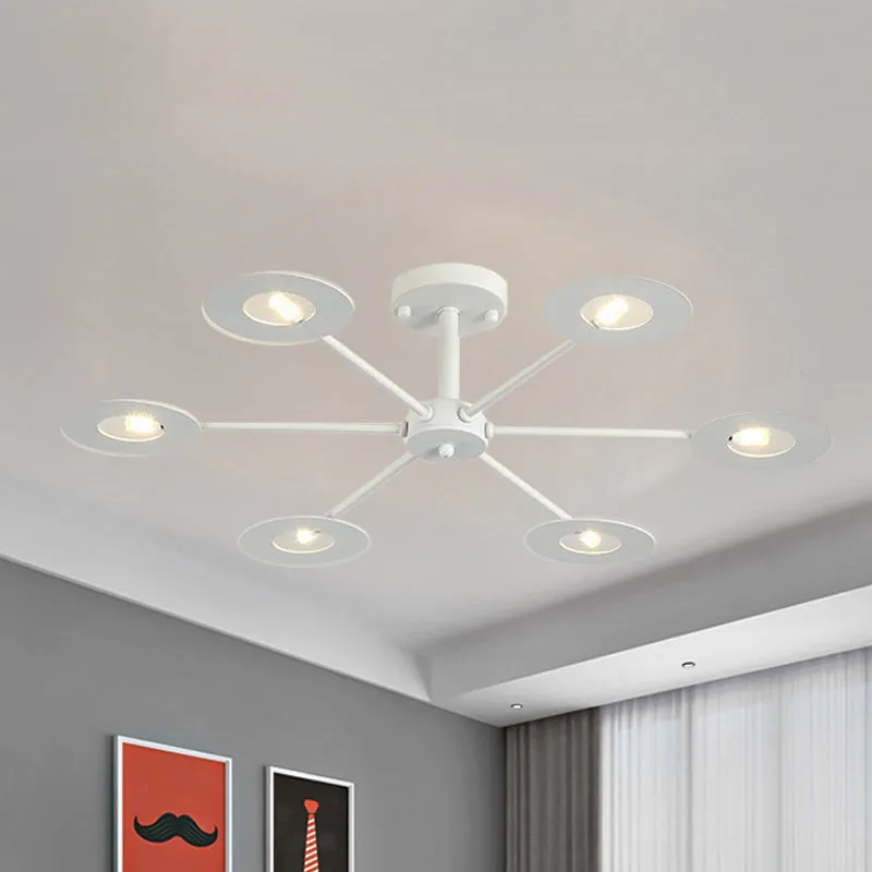 Contemporary Iron Sputnik Chandelier: 6/8-Head Hanging Lamp for Bedroom in Black/White/Black-Gold