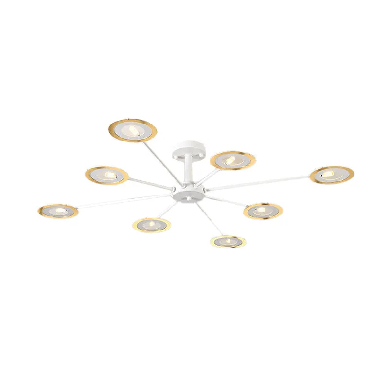 Contemporary Iron Sputnik Chandelier: 6/8-Head Hanging Lamp for Bedroom in Black/White/Black-Gold