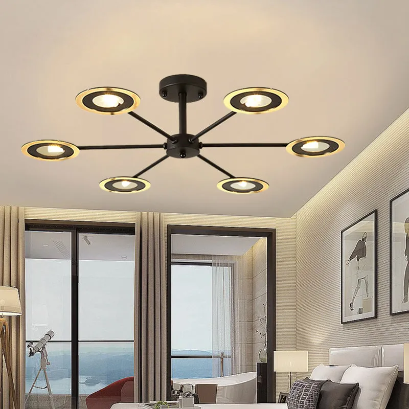 Contemporary Iron Sputnik Chandelier: 6/8-Head Hanging Lamp for Bedroom in Black/White/Black-Gold
