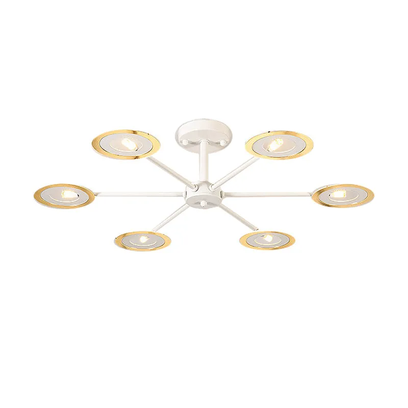 Contemporary Iron Sputnik Chandelier: 6/8-Head Hanging Lamp for Bedroom in Black/White/Black-Gold