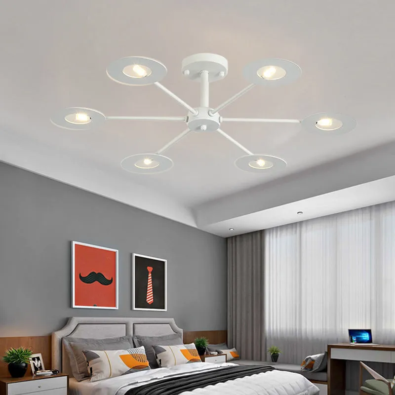 Contemporary Iron Sputnik Chandelier: 6/8-Head Hanging Lamp for Bedroom in Black/White/Black-Gold