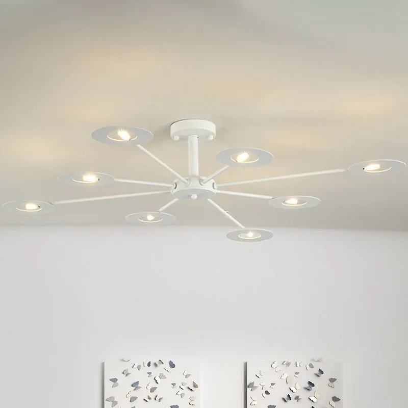 Contemporary Iron Sputnik Chandelier: 6/8-Head Hanging Lamp for Bedroom in Black/White/Black-Gold