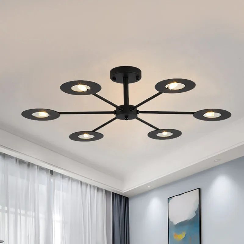 Contemporary Iron Sputnik Chandelier: 6/8-Head Hanging Lamp for Bedroom in Black/White/Black-Gold