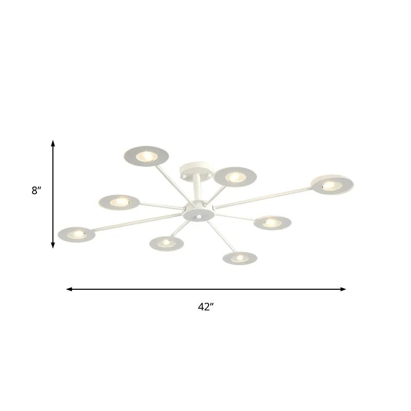 Contemporary Iron Sputnik Chandelier: 6/8-Head Hanging Lamp for Bedroom in Black/White/Black-Gold