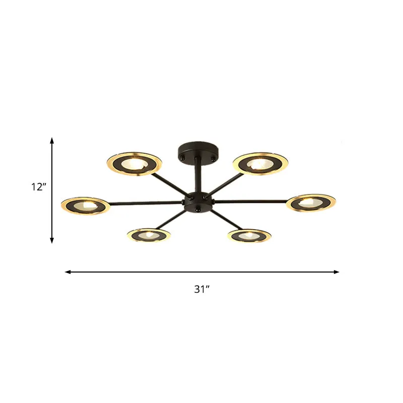Contemporary Iron Sputnik Chandelier: 6/8-Head Hanging Lamp for Bedroom in Black/White/Black-Gold