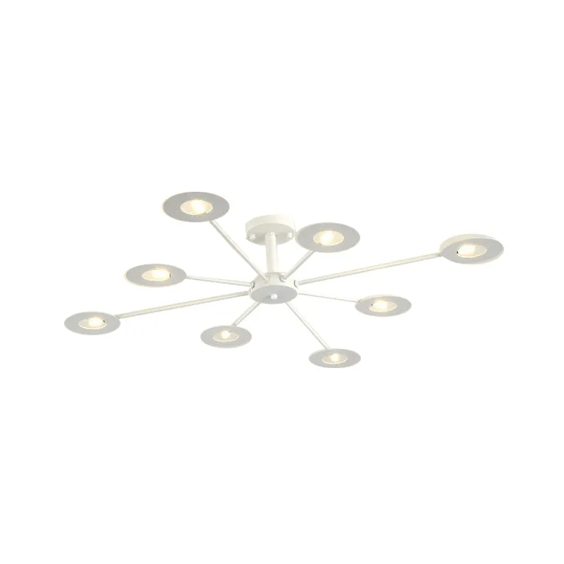 Contemporary Iron Sputnik Chandelier: 6/8-Head Hanging Lamp for Bedroom in Black/White/Black-Gold