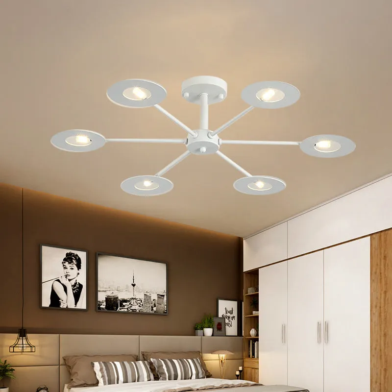 Contemporary Iron Sputnik Chandelier: 6/8-Head Hanging Lamp for Bedroom in Black/White/Black-Gold