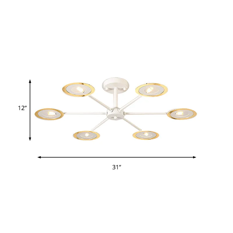 Contemporary Iron Sputnik Chandelier: 6/8-Head Hanging Lamp for Bedroom in Black/White/Black-Gold