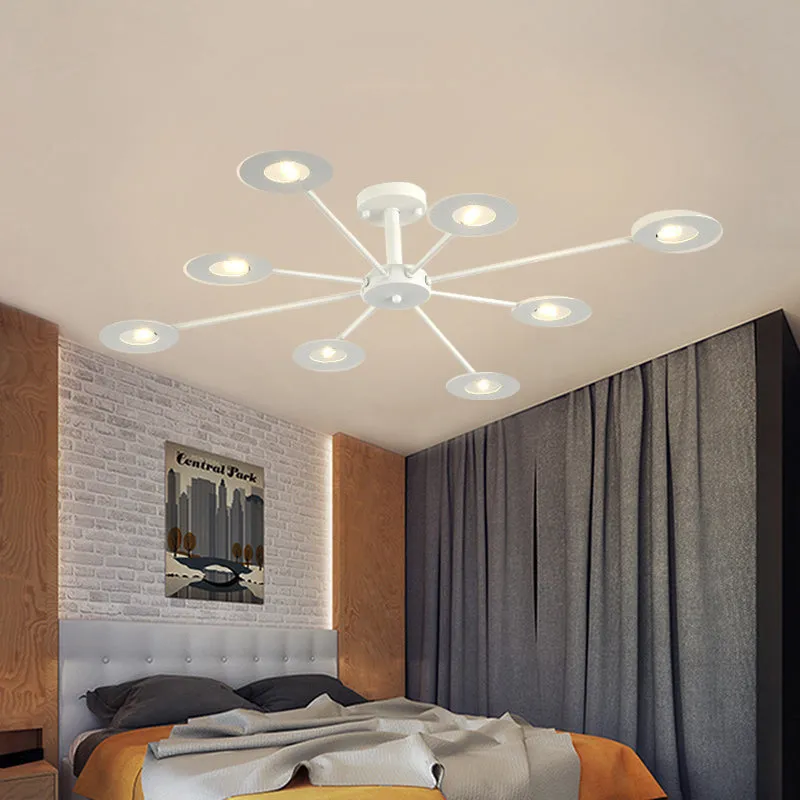 Contemporary Iron Sputnik Chandelier: 6/8-Head Hanging Lamp for Bedroom in Black/White/Black-Gold