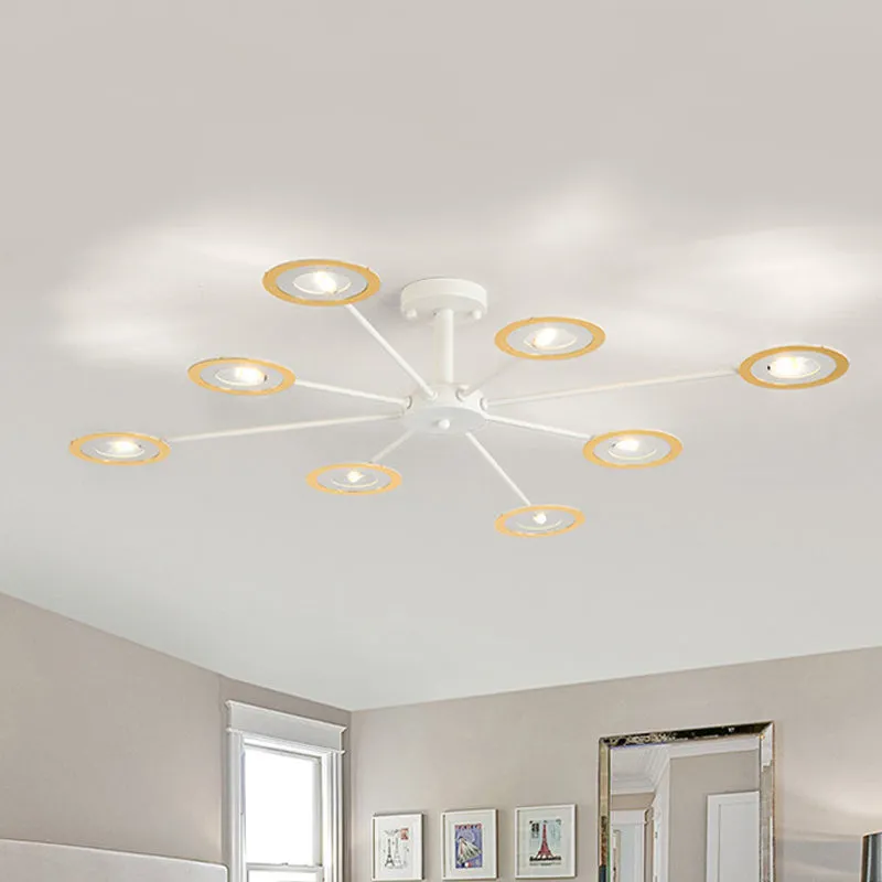 Contemporary Iron Sputnik Chandelier: 6/8-Head Hanging Lamp for Bedroom in Black/White/Black-Gold