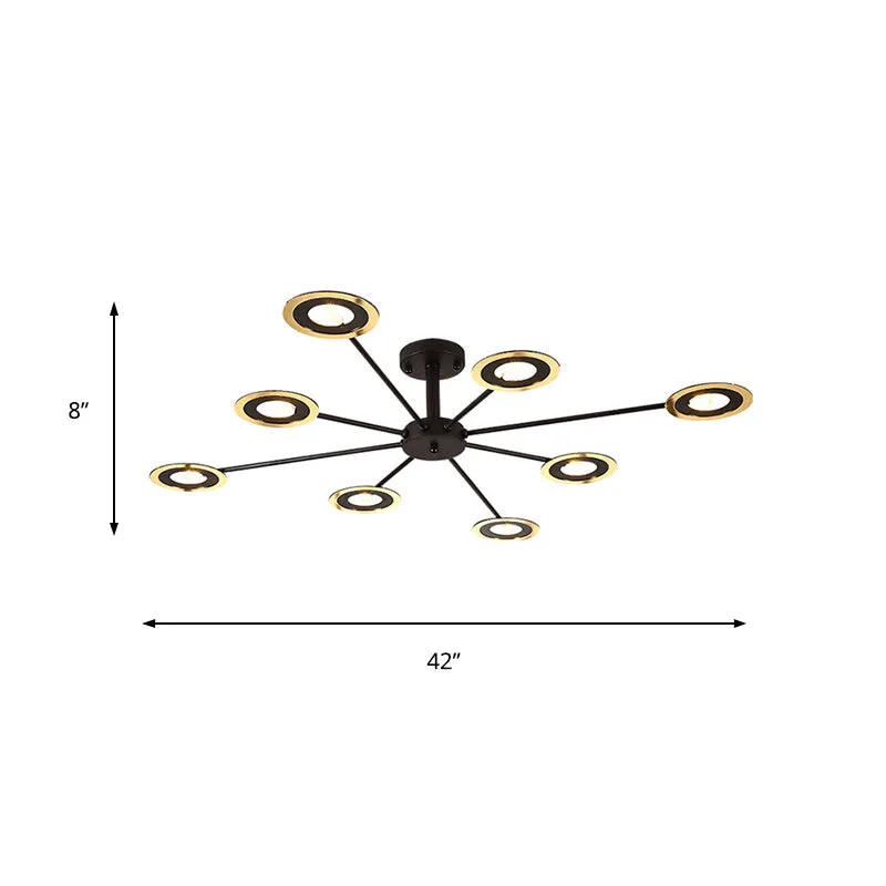 Contemporary Iron Sputnik Chandelier: 6/8-Head Hanging Lamp for Bedroom in Black/White/Black-Gold