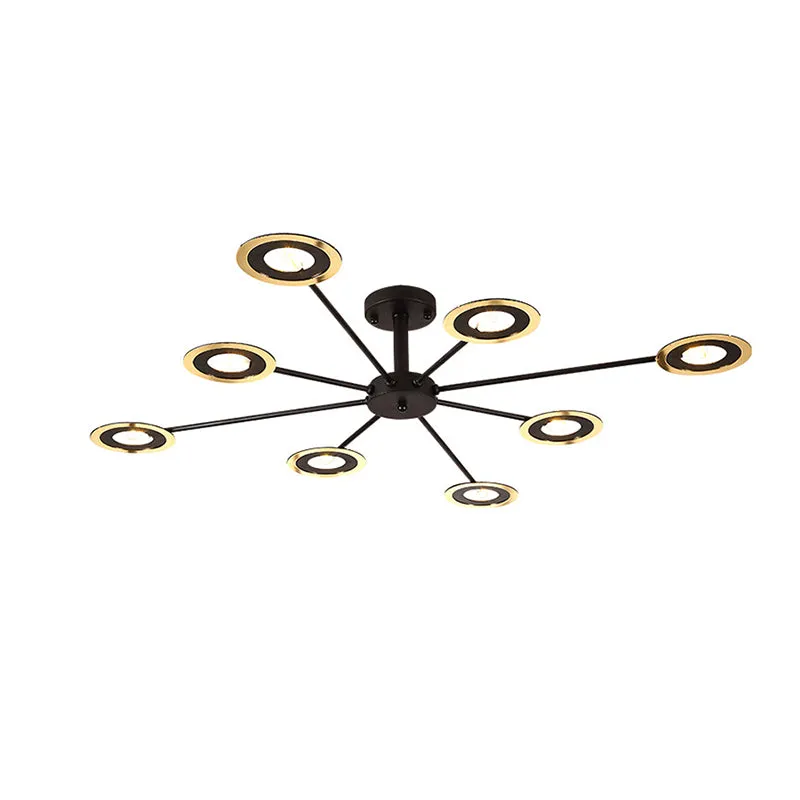 Contemporary Iron Sputnik Chandelier: 6/8-Head Hanging Lamp for Bedroom in Black/White/Black-Gold