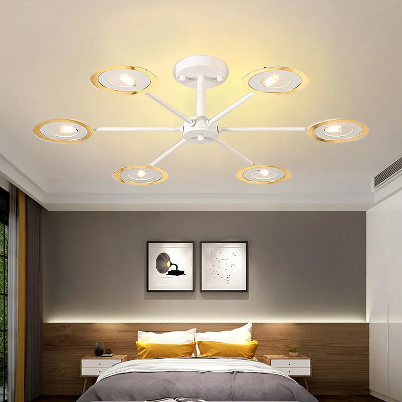 Contemporary Iron Sputnik Chandelier: 6/8-Head Hanging Lamp for Bedroom in Black/White/Black-Gold