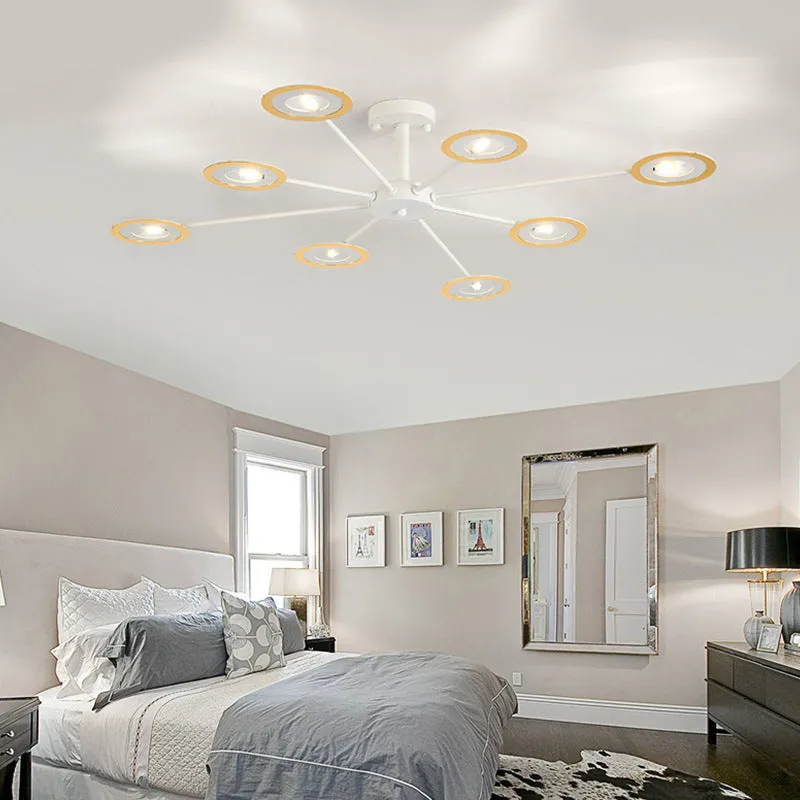 Contemporary Iron Sputnik Chandelier: 6/8-Head Hanging Lamp for Bedroom in Black/White/Black-Gold