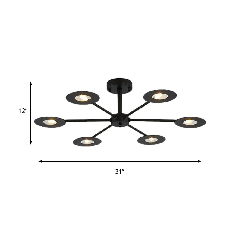 Contemporary Iron Sputnik Chandelier: 6/8-Head Hanging Lamp for Bedroom in Black/White/Black-Gold