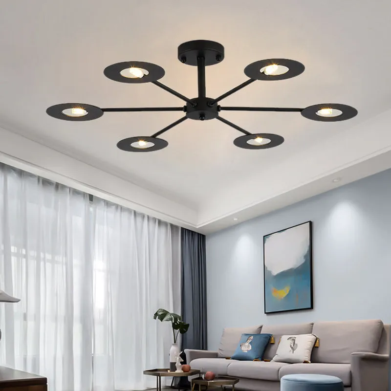 Contemporary Iron Sputnik Chandelier: 6/8-Head Hanging Lamp for Bedroom in Black/White/Black-Gold