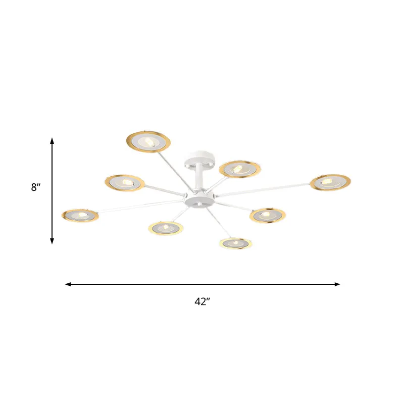 Contemporary Iron Sputnik Chandelier: 6/8-Head Hanging Lamp for Bedroom in Black/White/Black-Gold