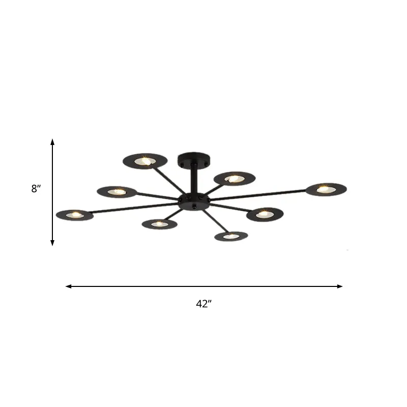 Contemporary Iron Sputnik Chandelier: 6/8-Head Hanging Lamp for Bedroom in Black/White/Black-Gold