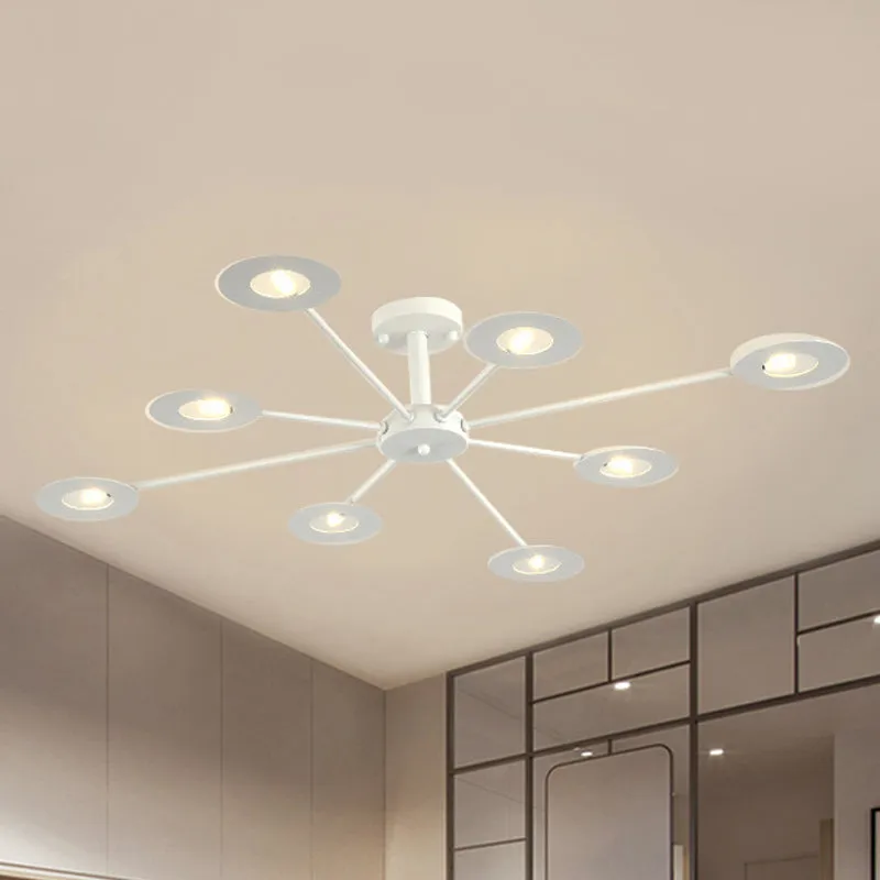 Contemporary Iron Sputnik Chandelier: 6/8-Head Hanging Lamp for Bedroom in Black/White/Black-Gold