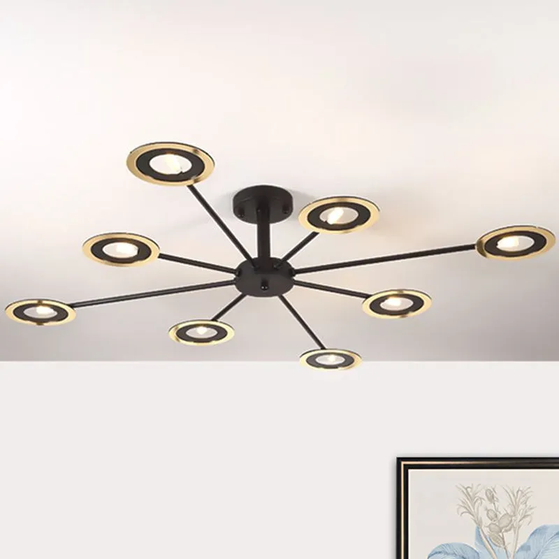 Contemporary Iron Sputnik Chandelier: 6/8-Head Hanging Lamp for Bedroom in Black/White/Black-Gold
